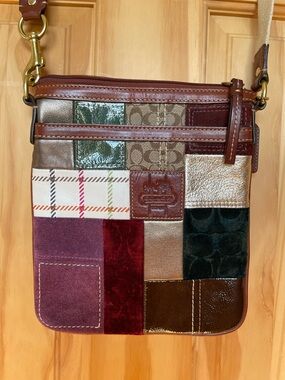 Coach Patchwork Crossbody Bag - Burgundy, Brown, Green, Cream